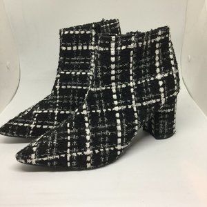 Wool Black White Ankle booties Victorian Boots 9.5